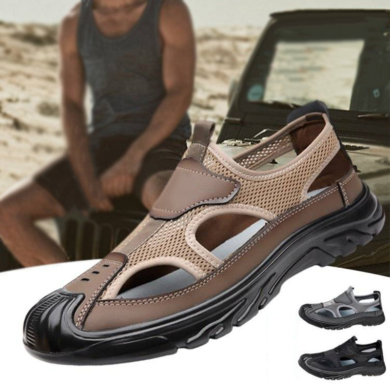 Sandalias de piel de malla para hombre