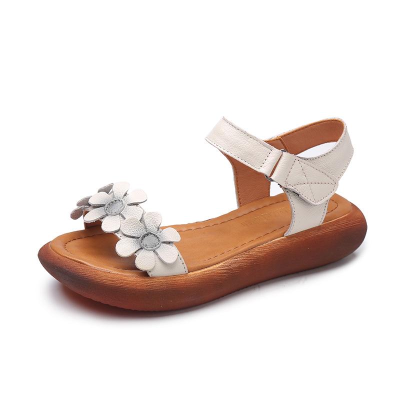 Sandalias florales con hebilla para mujer