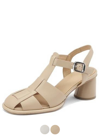 leather sandals color apricot size 4.5 for women