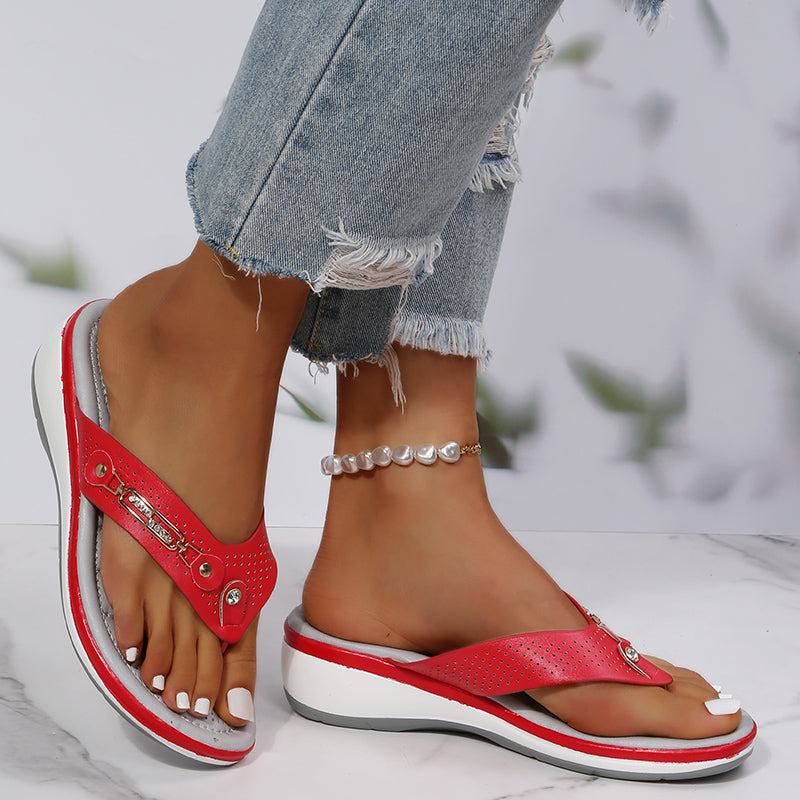 Mujeres apoyo suave cojín Flip Flops Thong Sandalias Chanclas